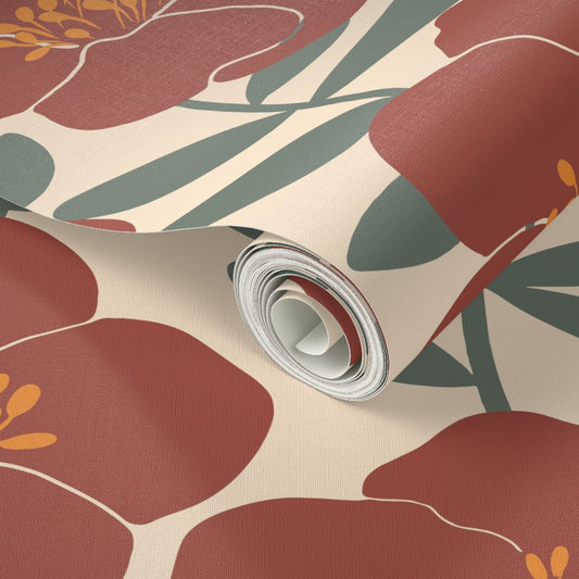 Jumbo Poppy Floral Wallpaper