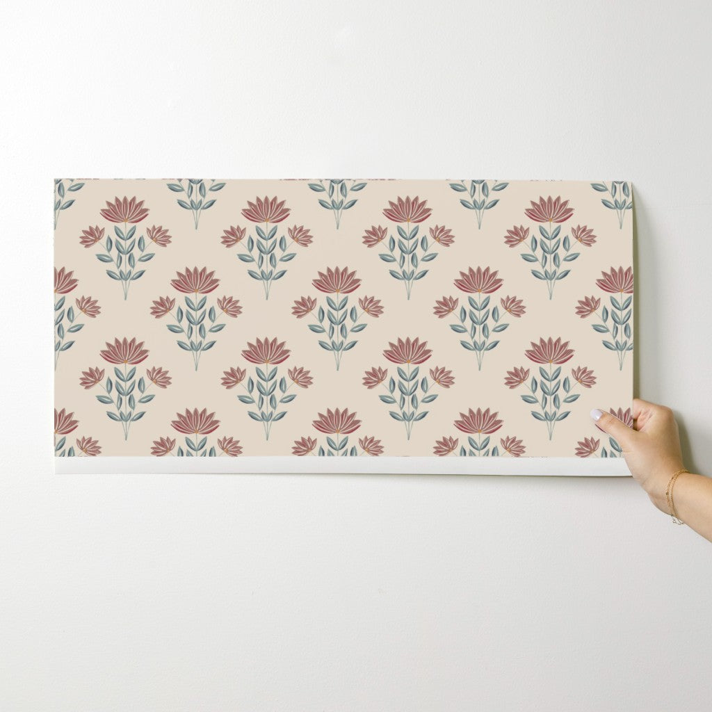 Block Print Floral Wallpaper