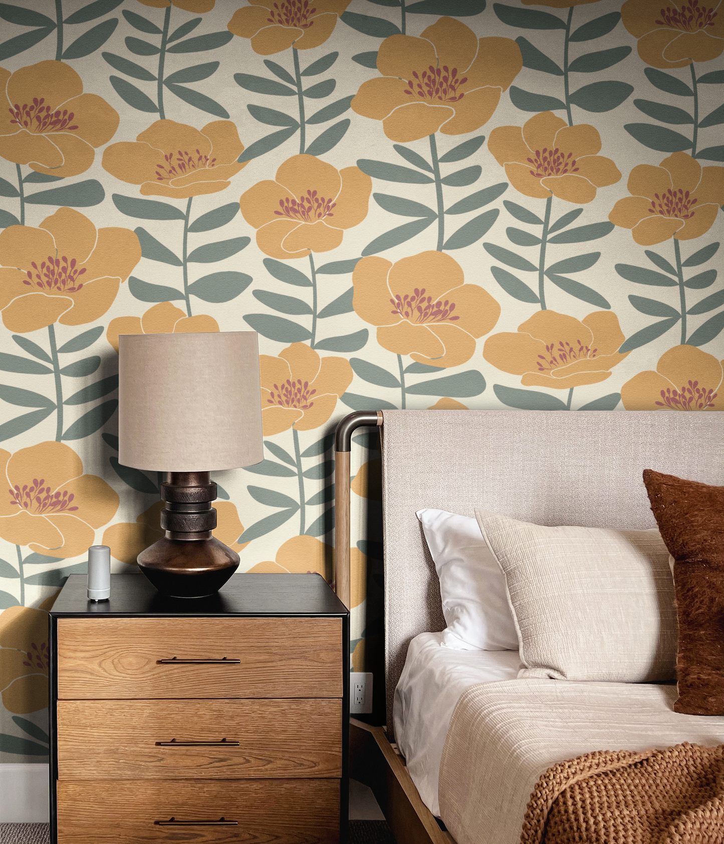 Jumbo Poppy Floral Wallpaper