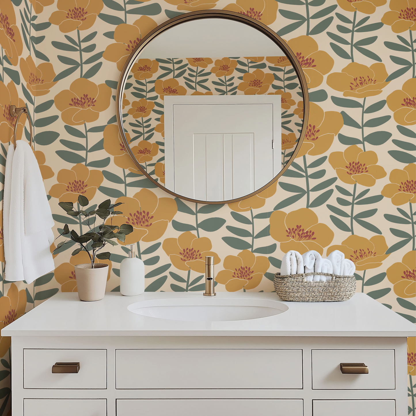 Jumbo Poppy Floral Wallpaper