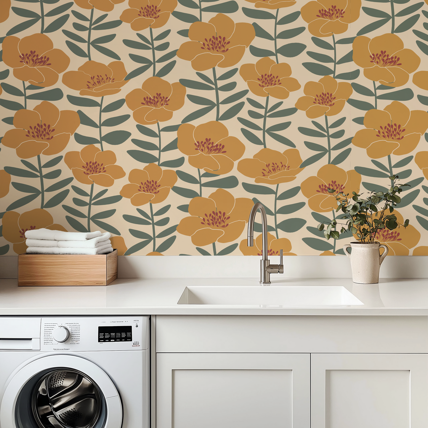 Jumbo Poppy Floral Wallpaper